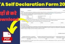 NTA Self Declaration Form 2023 PDF Download in Hindi