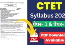 CTET Syllabus 2023 In Hindi PDF Download